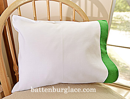 Baby Pillowcases 13x17in.White Mint Green. Set of 2 - Click Image to Close